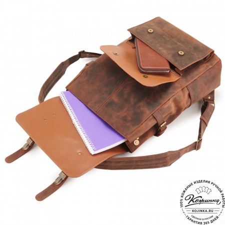 Кожаный рюкзак "Индиго" (тёмно-коричневый крейзи)